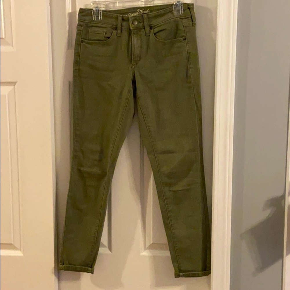 Army green colored jeans